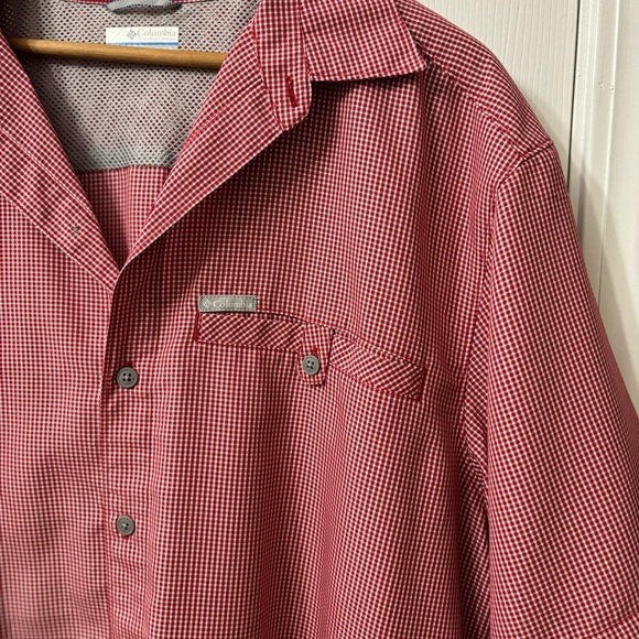 Columbia Red Checked Button Down Short Sleeve Shirt Mens Size Large - Picture 6 of 8